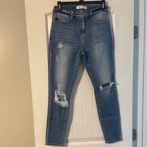 Kancan High-Rise Distressed Skinny Jeans - Blue